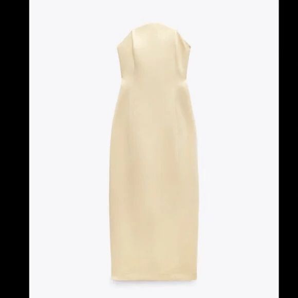 ZARA CREAM SATIN EFFECT MIDI DRESS - Picture 7 of 16